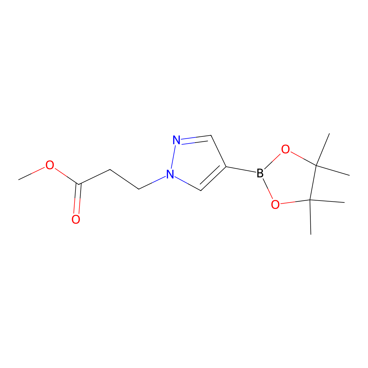 methyl 3-(4-(4,4,5,5-tetramethyl-1,3,2-dioxaborolan-2-yl)-1H-pyrazol-1-yl)propanoate molecular structure, CAS 1093307-33-5