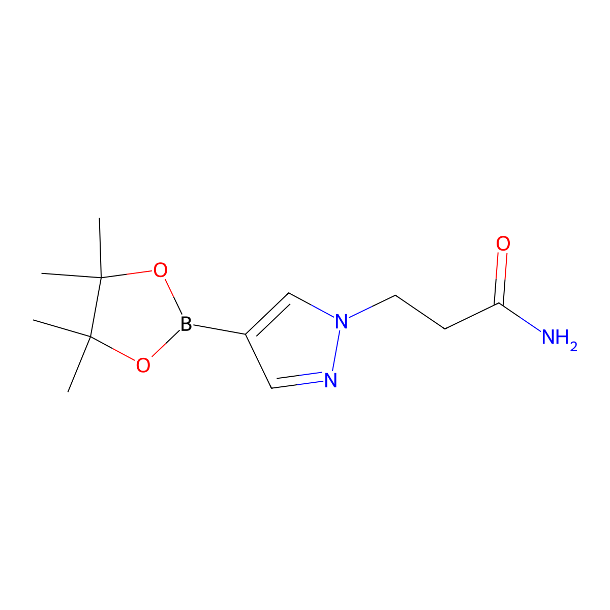 3-(4-(4,4,5,5-tetramethyl-1,3,2-dioxaborolan-2-yl)-1H-pyrazol-1-yl)propanamide molecular structure, CAS 1093307-34-6
