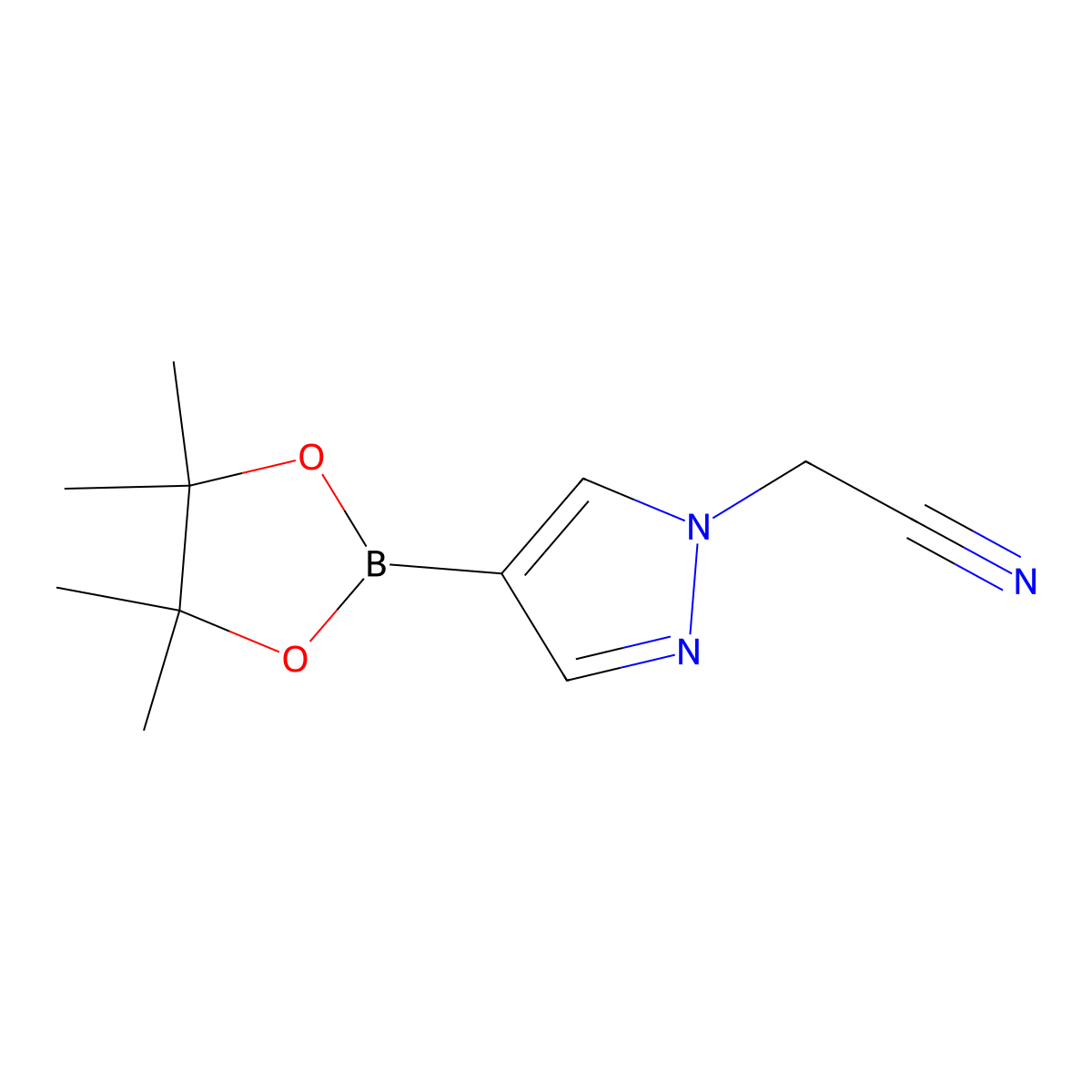 2-(4-(4,4,5,5-Tetramethyl-1,3,2-dioxaborolan-2-yl)-1H-pyrazol-1-yl)acetonitrile molecular structure, CAS 1093307-35-7
