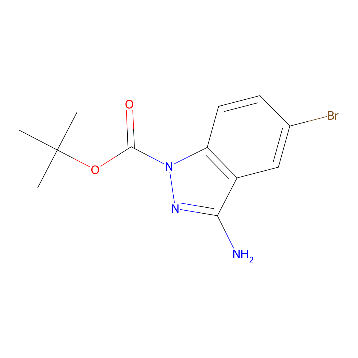 tert-butyl 3-amino-5-bromo-1H-indazole-1-carboxylate molecular structure, CAS 1093307-38-0