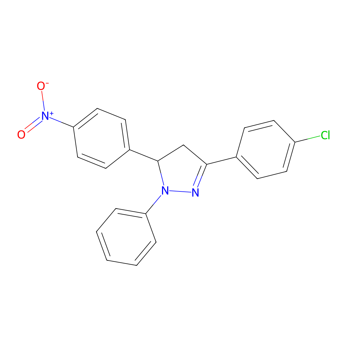 3-(4-Chlorophenyl)-5-(4-nitrophenyl)-1-phenyl-4,5-dihydro-1H-pyrazole molecular structure, CAS 109333-39-3