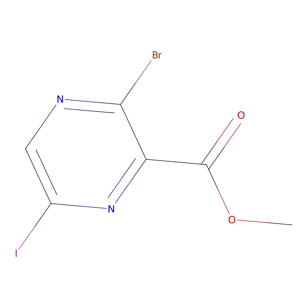 Methyl 3-bromo-6-iodopyrazine-2-carboxylate molecular structure, CAS 1093383-16-4