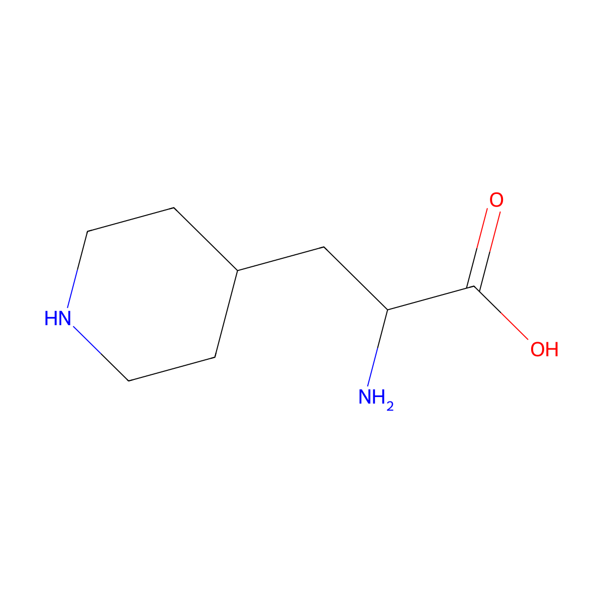 2-Amino-3-(piperidin-4-YL)propanoic acid molecular structure, CAS 109339-30-2