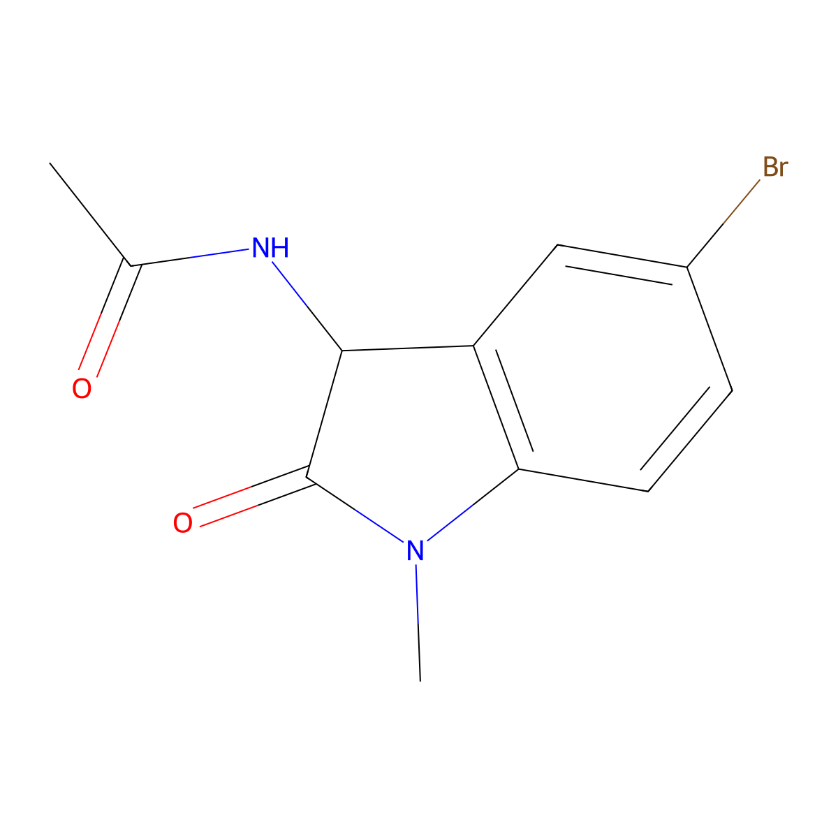 N-(5-bromo-1-methyl-2-oxo-3H-indol-3-yl)acetamide molecular structure, CAS 1093390-61-4