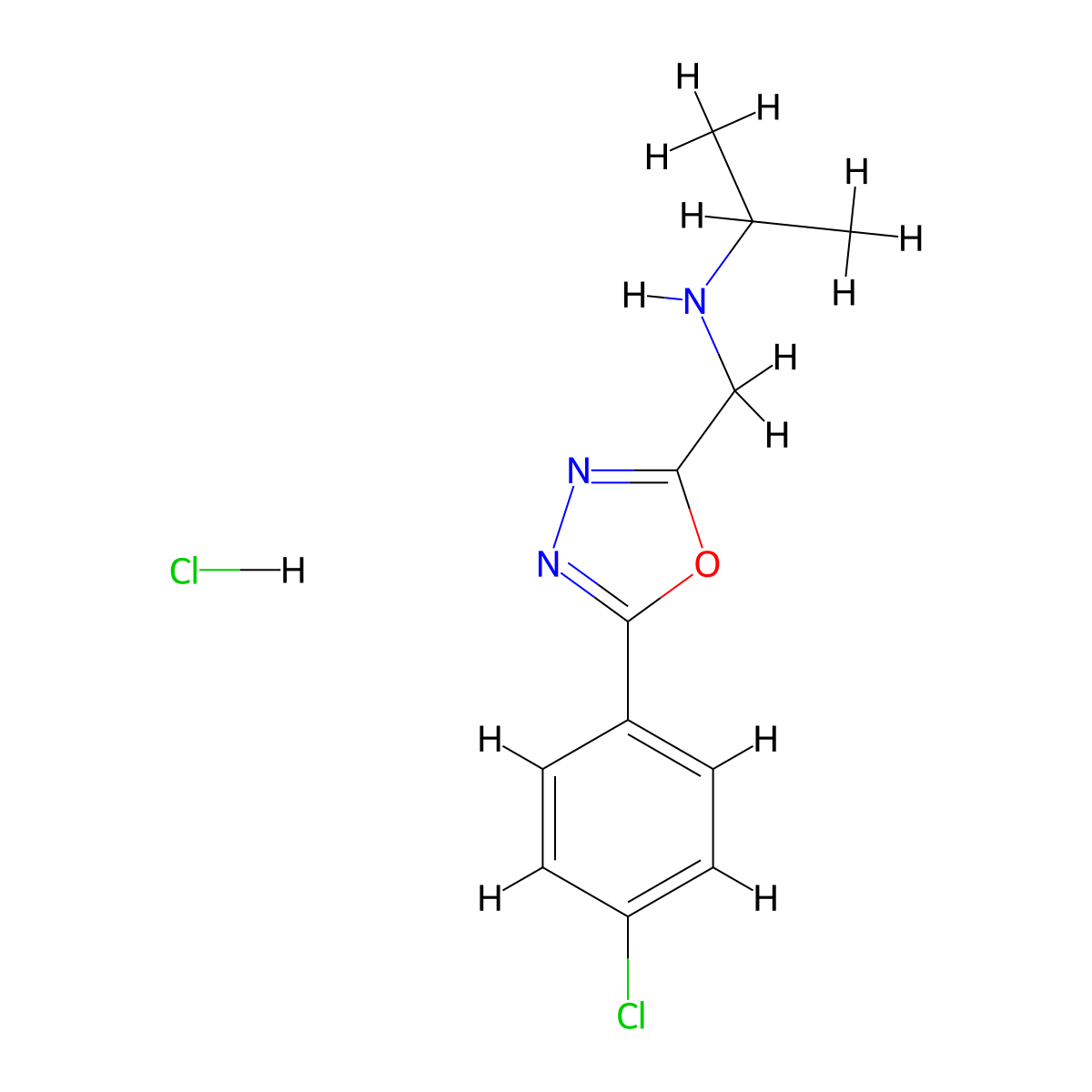 {[5-(4-Chlorophenyl)-1,3,4-oxadiazol-2-yl]methyl}(propan-2-yl)amine hydrochloride molecular structure, CAS 1093390-68-1
