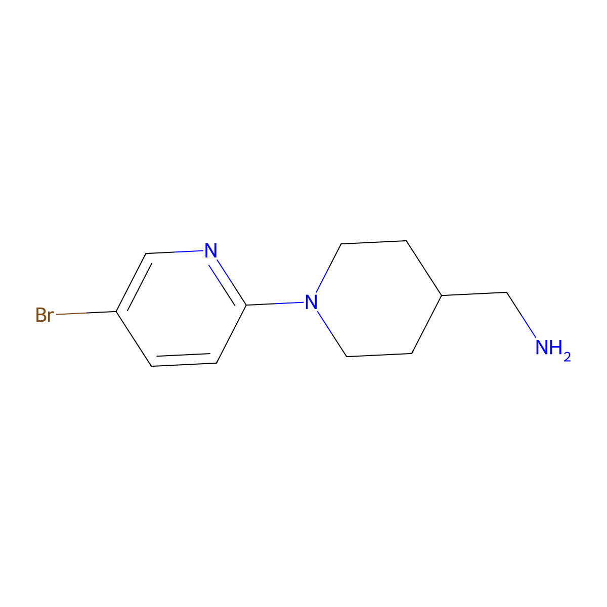 [1-(5-Bromo-2-pyridinyl)piperidin-4-yl]methanamine molecular structure, CAS 1093395-78-8