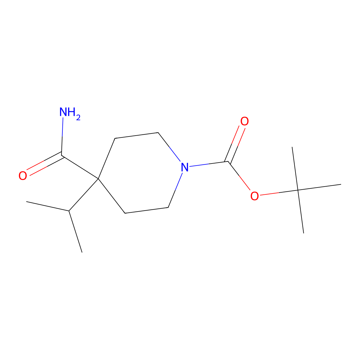 tert-Butyl 4-carbamoyl-4-isopropylpiperidine-1-carboxylate molecular structure, CAS 1093396-56-5