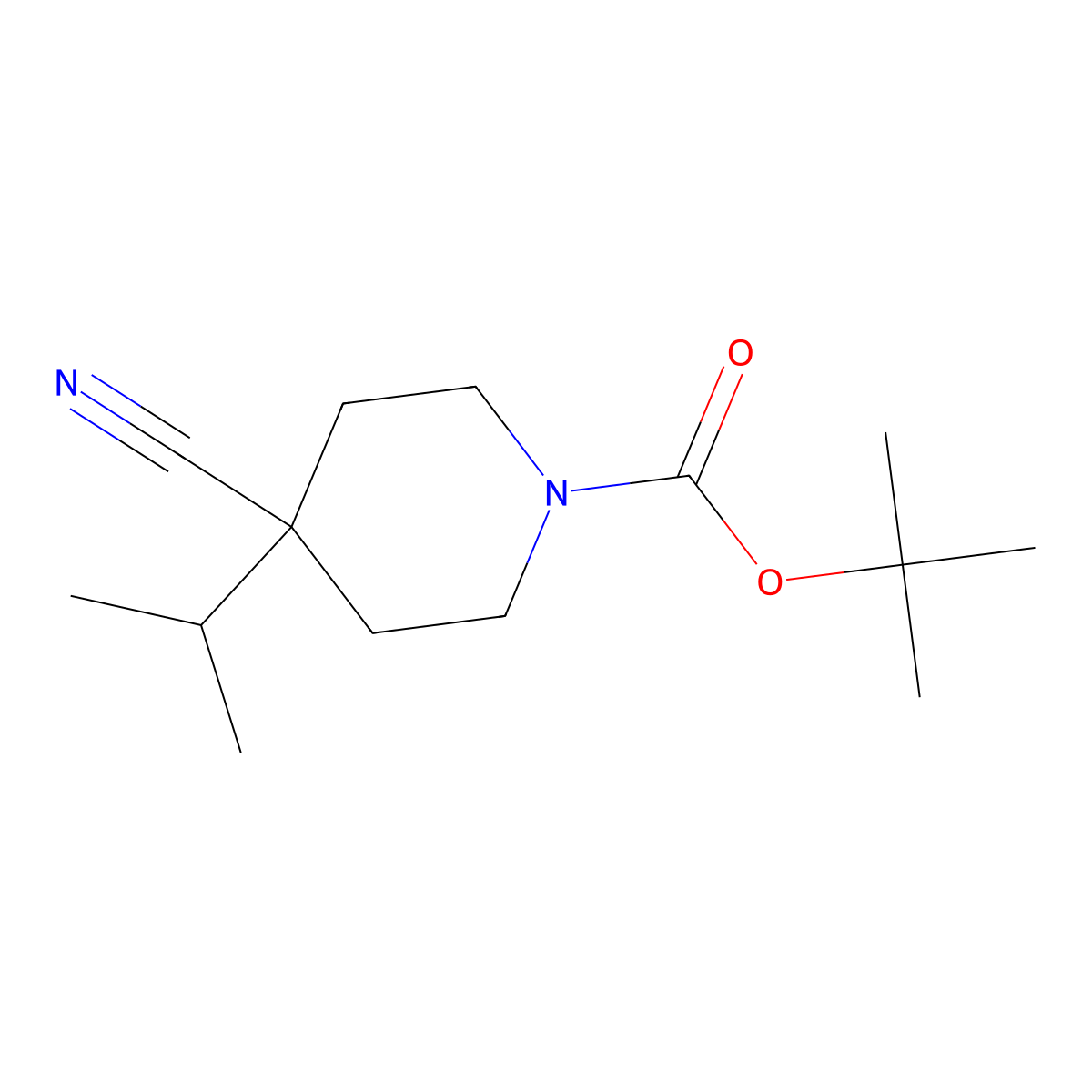 tert-Butyl 4-cyano-4-isopropylpiperidine-1-carboxylate molecular structure, CAS 1093396-58-7