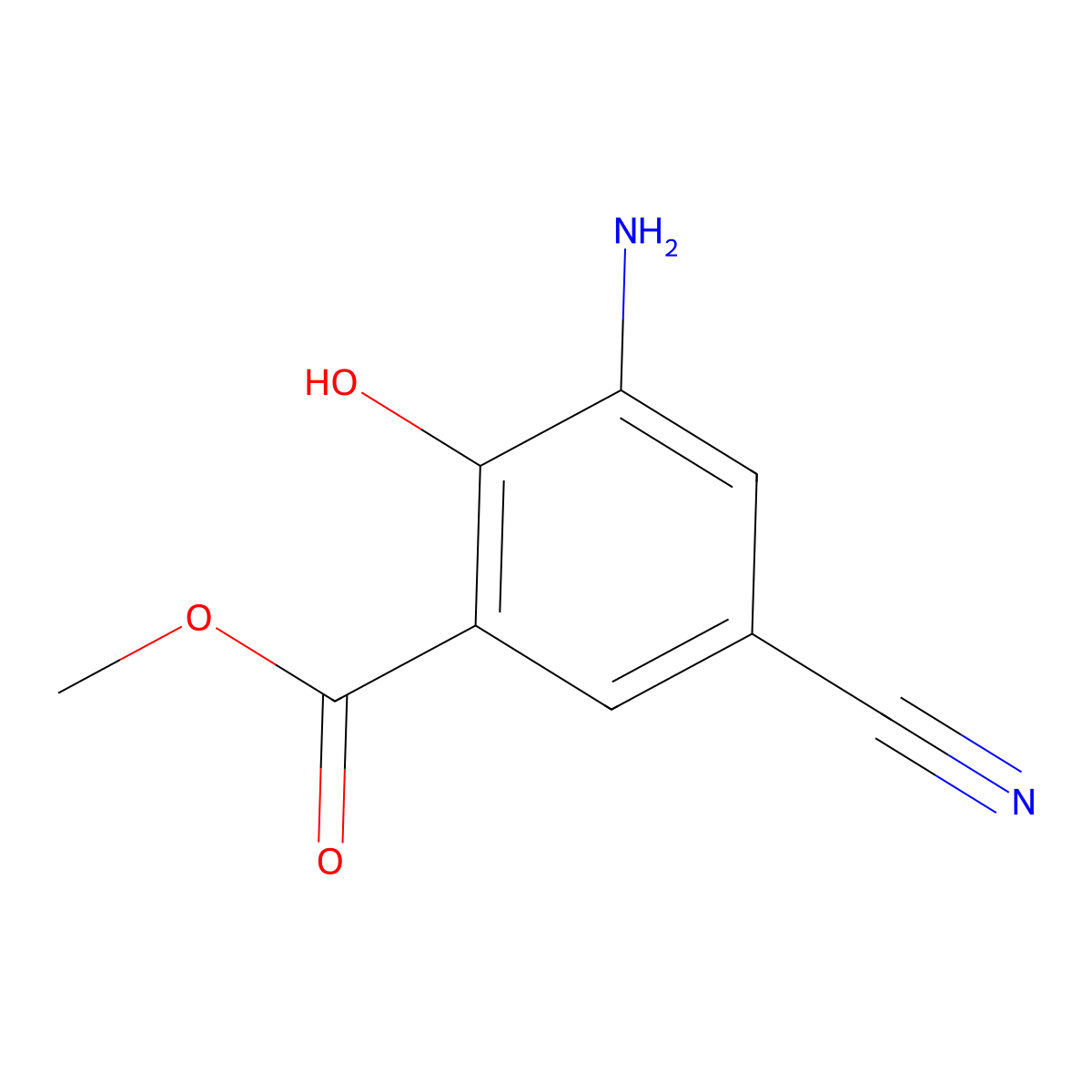 Methyl 3-amino-5-cyano-2-hydroxybenzoate molecular structure, CAS 1093397-34-2