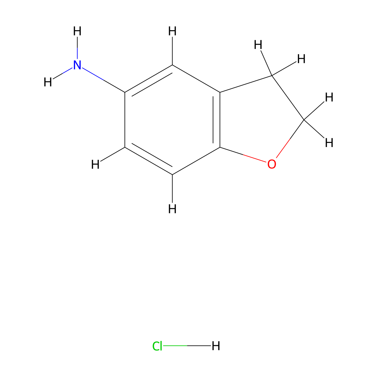 2,3-Dihydrobenzofuran-5-amine HCl molecular structure, CAS 1093403-66-7