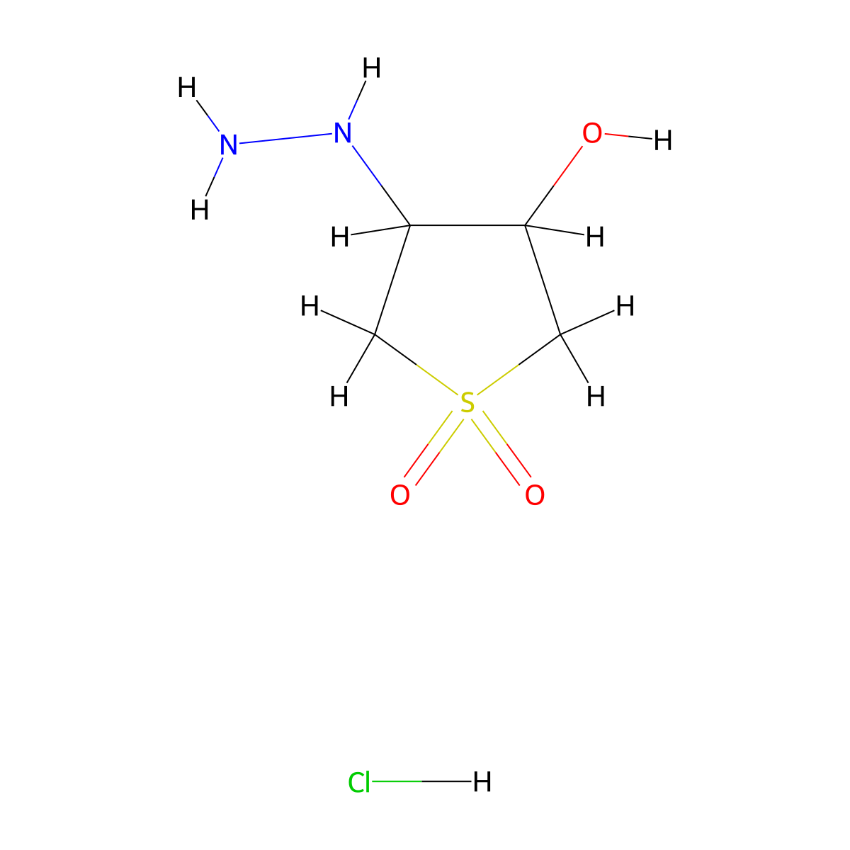 3-Hydrazinyl-4-hydroxytetrahydrothiophene 1,1-dioxide hydrochloride molecular structure, CAS 1093404-27-3