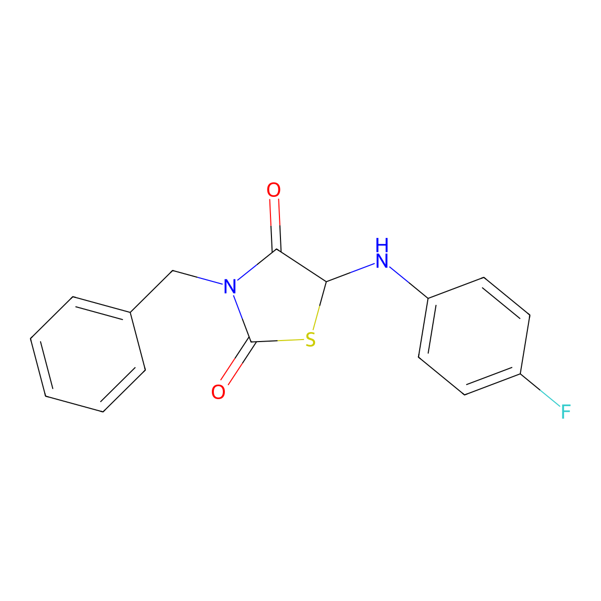 3-Benzyl-5-(4-fluoroanilino)-1,3-thiazolidine-2,4-dione molecular structure, CAS 1093404-31-9