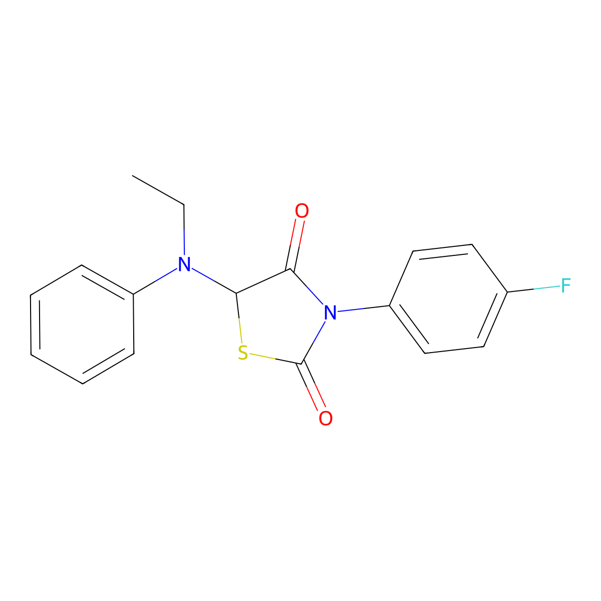 5-(Ethyl(phenyl)amino)-3-(4-fluorophenyl)thiazolidine-2,4-dione molecular structure, CAS 1093404-32-0