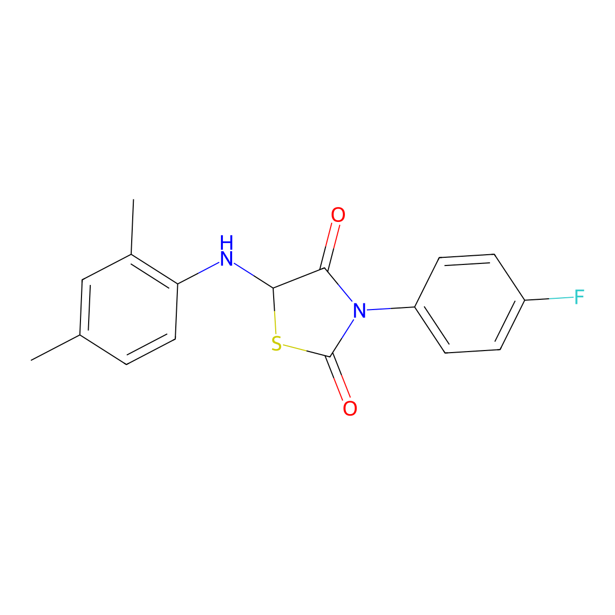5-[(2,4-Dimethylphenyl)amino]-3-(4-fluorophenyl)-1,3-thiazolidine-2,4-dione molecular structure, CAS 1093404-41-1