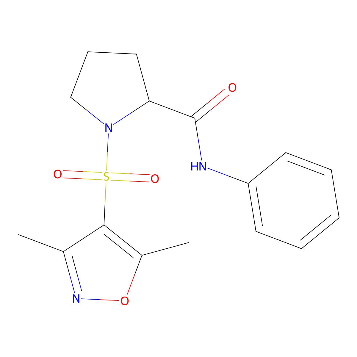 1-[(3,5-Dimethyl-4-isoxazolyl)sulfonyl]-N-phenyl-2-pyrrolidinecarboxamide molecular structure, CAS 1093404-77-3