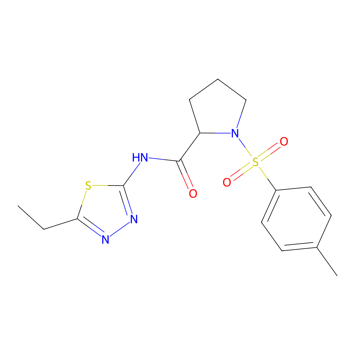 N-(5-ethyl-1,3,4-thiadiazol-2-yl)-1-(4-methylphenyl)sulfonylpyrrolidine-2-carboxamide molecular structure, CAS 1093404-81-9
