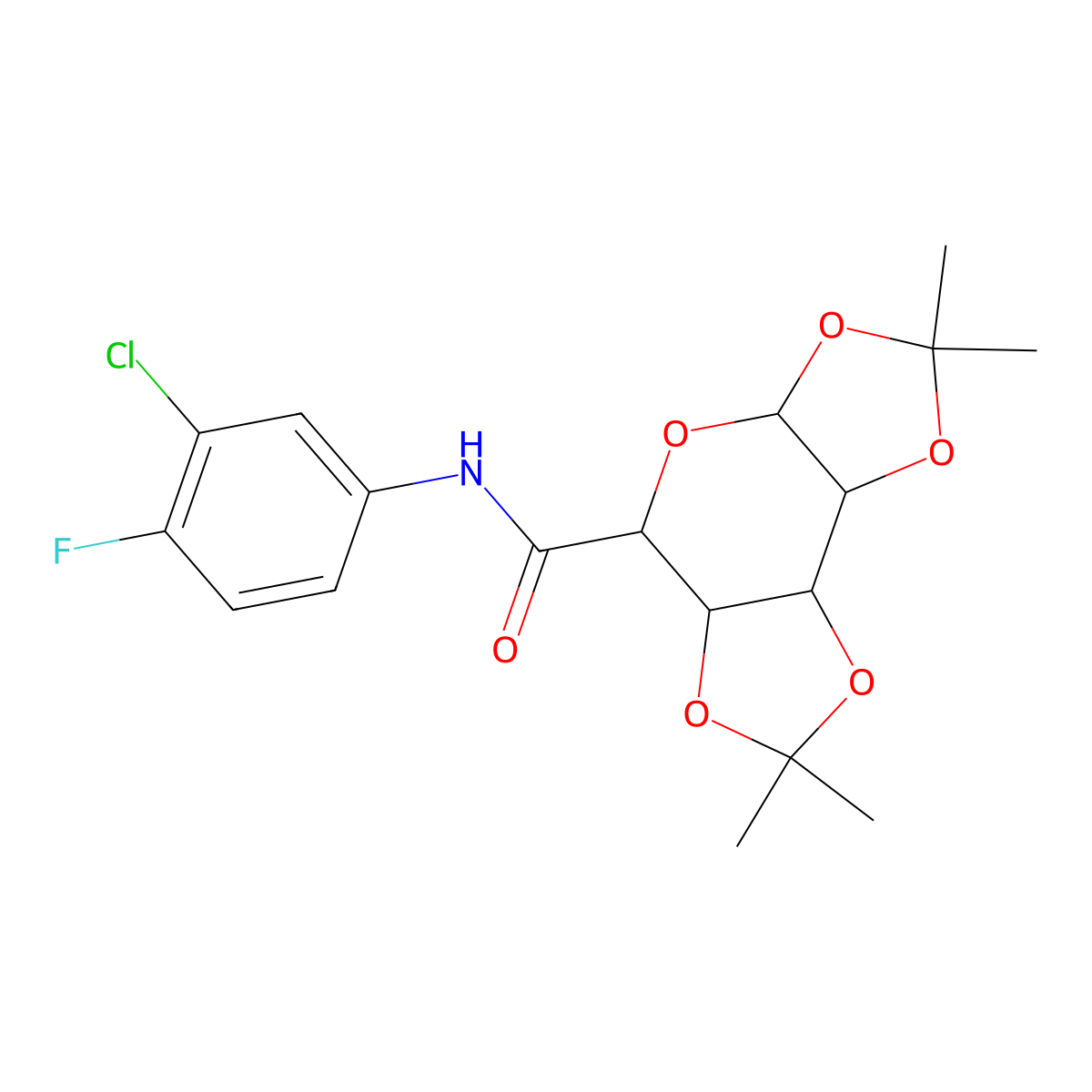 N-(3-chloro-4-fluorophenyl)-4,4,11,11-tetramethyl-3,5,7,10,12-pentaoxatricyclo[7.3.0.0^{2,6}]dodecane-8-carboxamide molecular structure, CAS 1093406-43-9