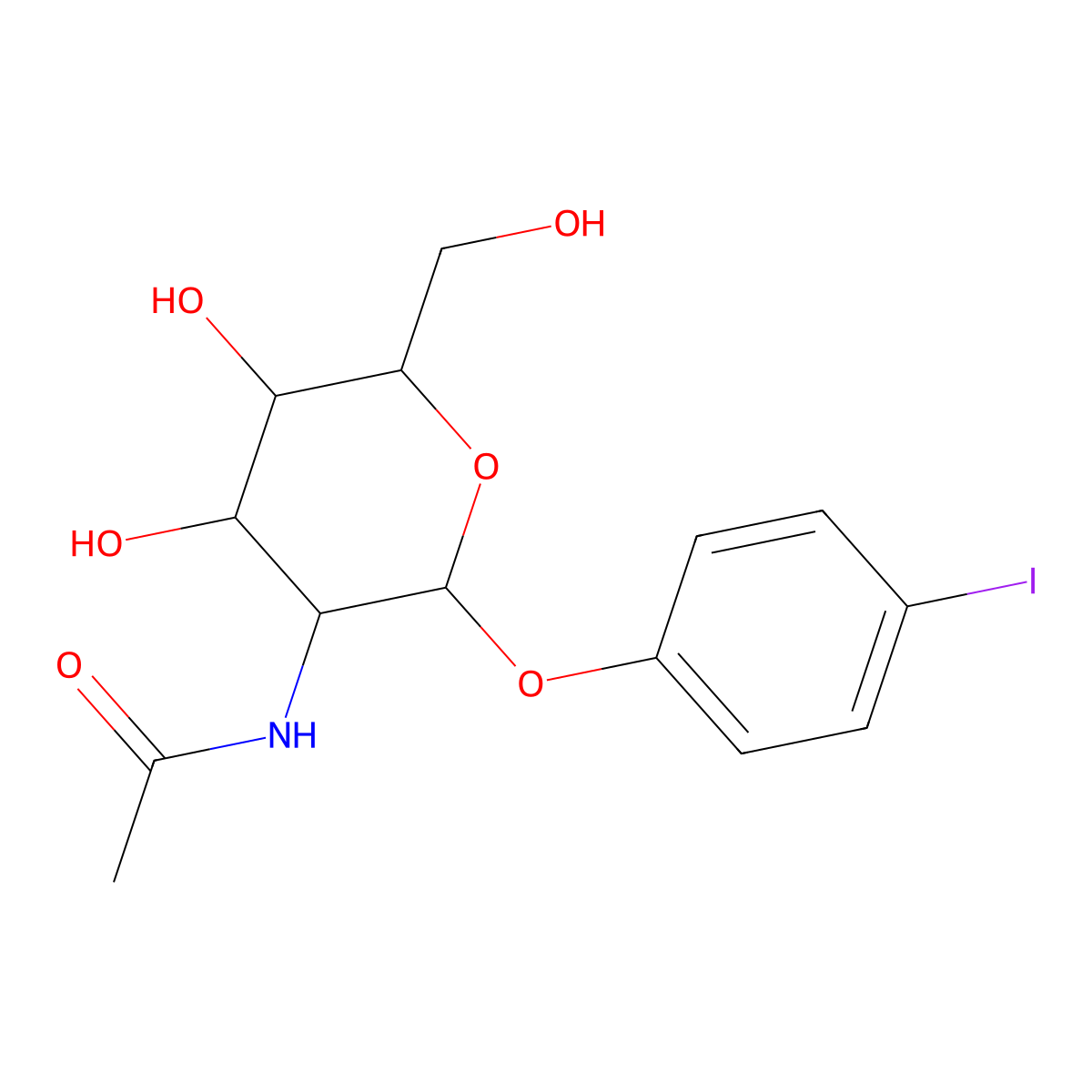 N-[4,5-dihydroxy-6-(hydroxymethyl)-2-(4-iodophenoxy)oxan-3-yl]acetamide molecular structure, CAS 1093406-81-5