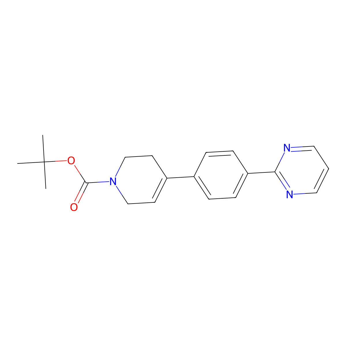 4-(4-pyrimidin-2-yl-phenyl)-3,6-dihydro-2H-pyridine-1-carboxylic acid tert-butyl ester molecular structure, CAS 1093407-56-7