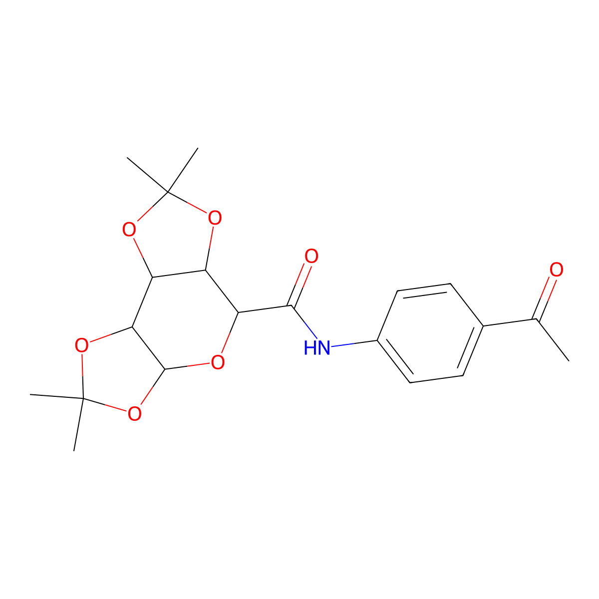 N-(4-acetylphenyl)-2,2,7,7-tetramethyltetrahydro-3aH-bis([1,3]dioxolo)[4,5-b:4',5'-d]pyran-5-carboxamide molecular structure, CAS 1093407-66-9