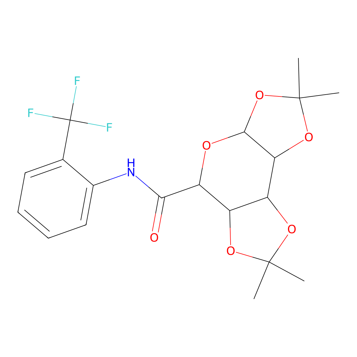 4,4,11,11-tetramethyl-N-[2-(trifluoromethyl)phenyl]-3,5,7,10,12-pentaoxatricyclo[7.3.0.0^{2,6}]dodecane-8-carboxamide molecular structure, CAS 1093407-91-0
