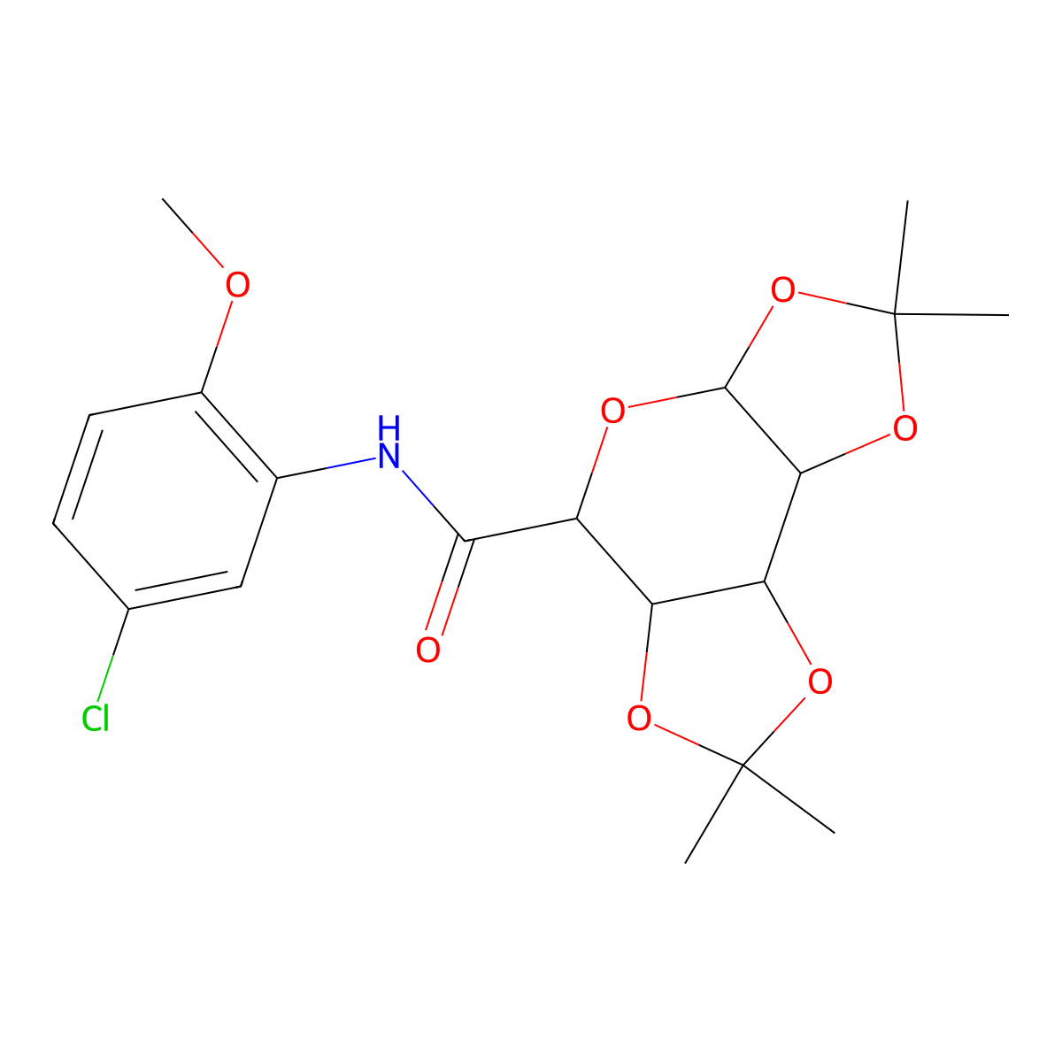 N-(5-chloro-2-methoxyphenyl)-2,2,7,7-tetramethyltetrahydro-3aH-bis([1,3]dioxolo)[4,5-b:4',5'-d]pyran-5-carboxamide molecular structure, CAS 1093407-93-2