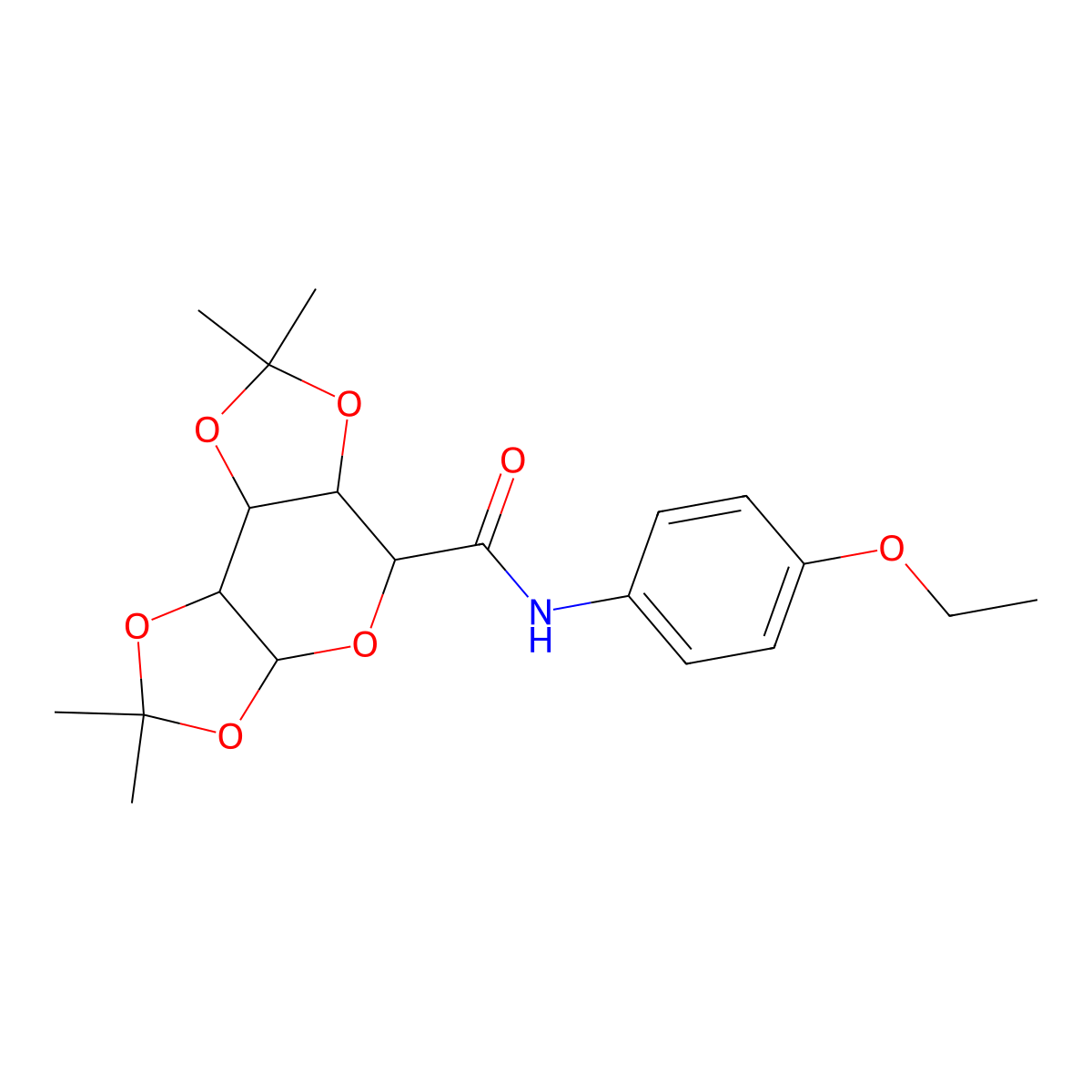 N-(4-ethoxyphenyl)-2,2,7,7-tetramethyltetrahydro-3aH-bis([1,3]dioxolo)[4,5-b:4',5'-d]pyran-5-carboxamide molecular structure, CAS 1093407-99-8