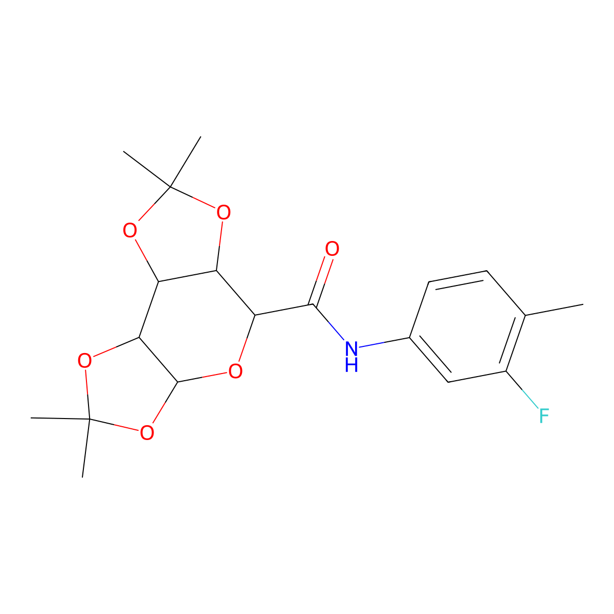 N-(3-fluoro-4-methylphenyl)-2,2,7,7-tetramethyltetrahydro-3aH-bis([1,3]dioxolo)[4,5-b:4',5'-d]pyran-5-carboxamide molecular structure, CAS 1093408-02-6