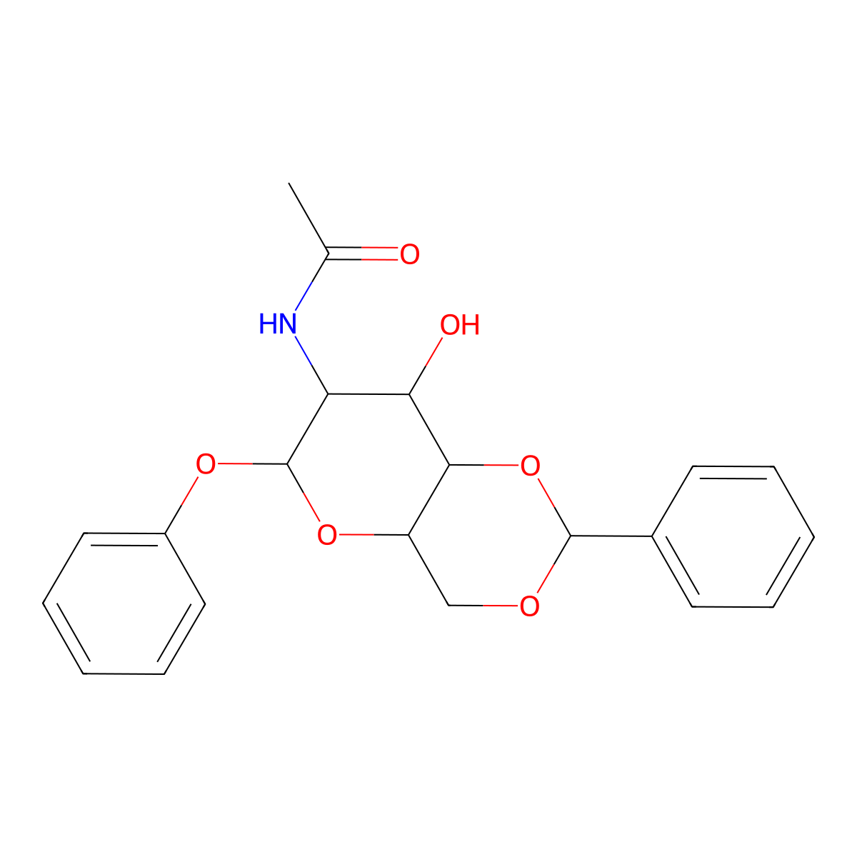 N-(8-hydroxy-6-phenoxy-2-phenylhexahydropyrano[3,2-d][1,3]dioxin-7-yl)acetamide molecular structure, CAS 1093408-07-1