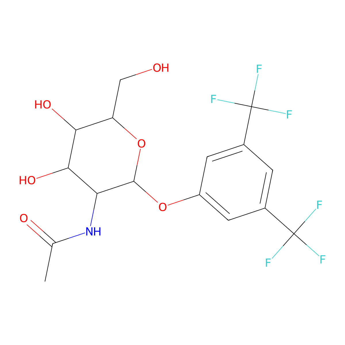 N-[2-[3,5-bis(trifluoromethyl)phenoxy]-4,5-dihydroxy-6-(hydroxymethyl)oxan-3-yl]acetamide molecular structure, CAS 1093408-11-7