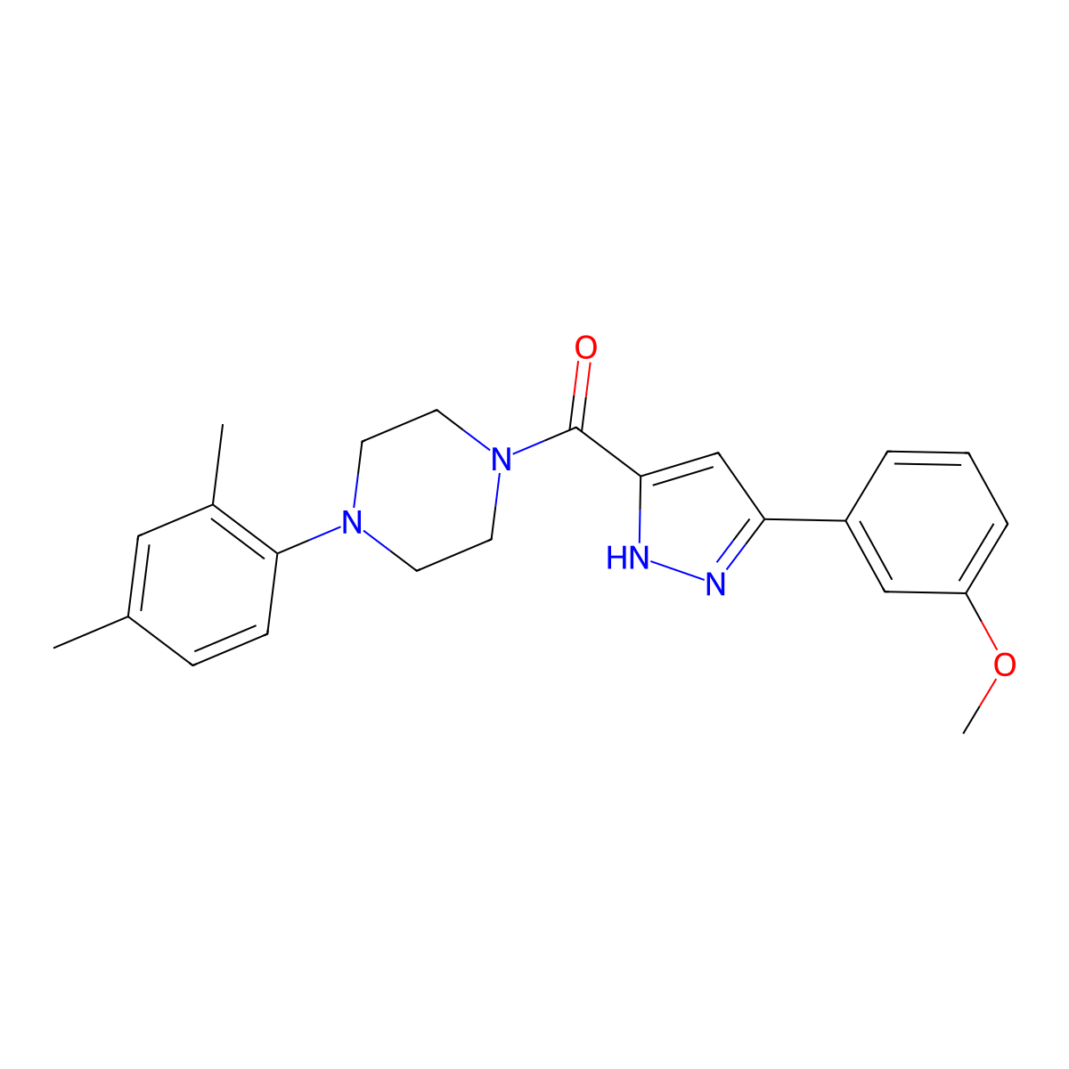 [4-(2,4-dimethylphenyl)piperazin-1-yl][5-(3-methoxyphenyl)-1H-pyrazol-3-yl]methanone molecular structure, CAS 1093415-89-4