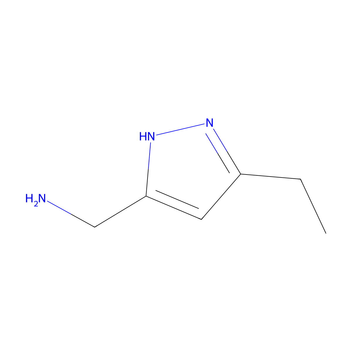 (3-ethyl-1H-pyrazol-5-yl)methanamine molecular structure, CAS 1093430-33-1