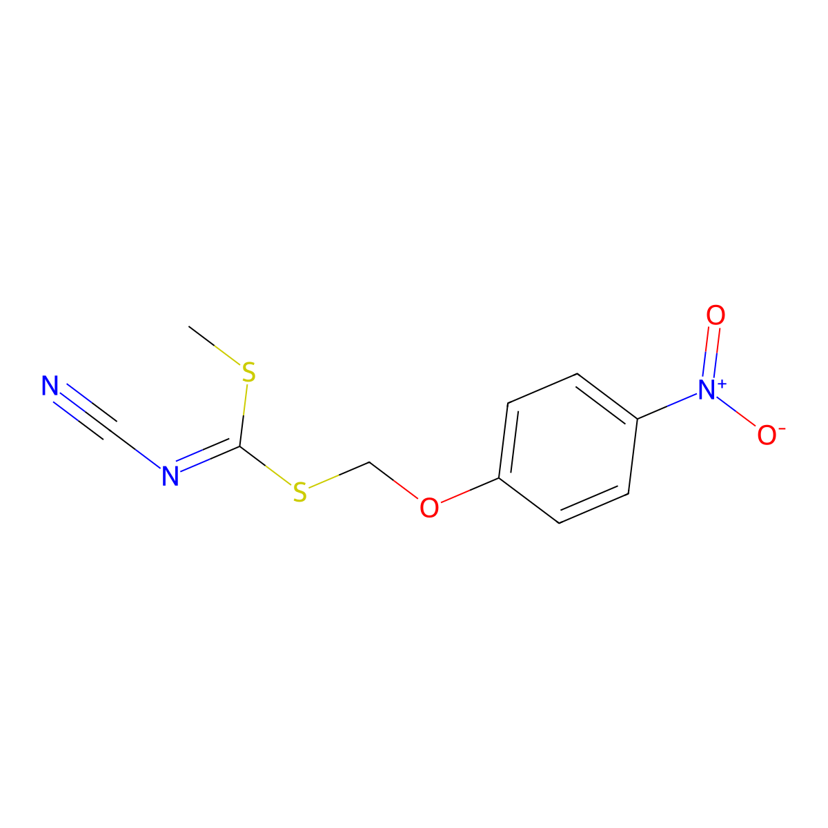 Methyl [(4-nitrophenoxy)methyl]cyanocarbonimidodithioate molecular structure, CAS 109349-04-4