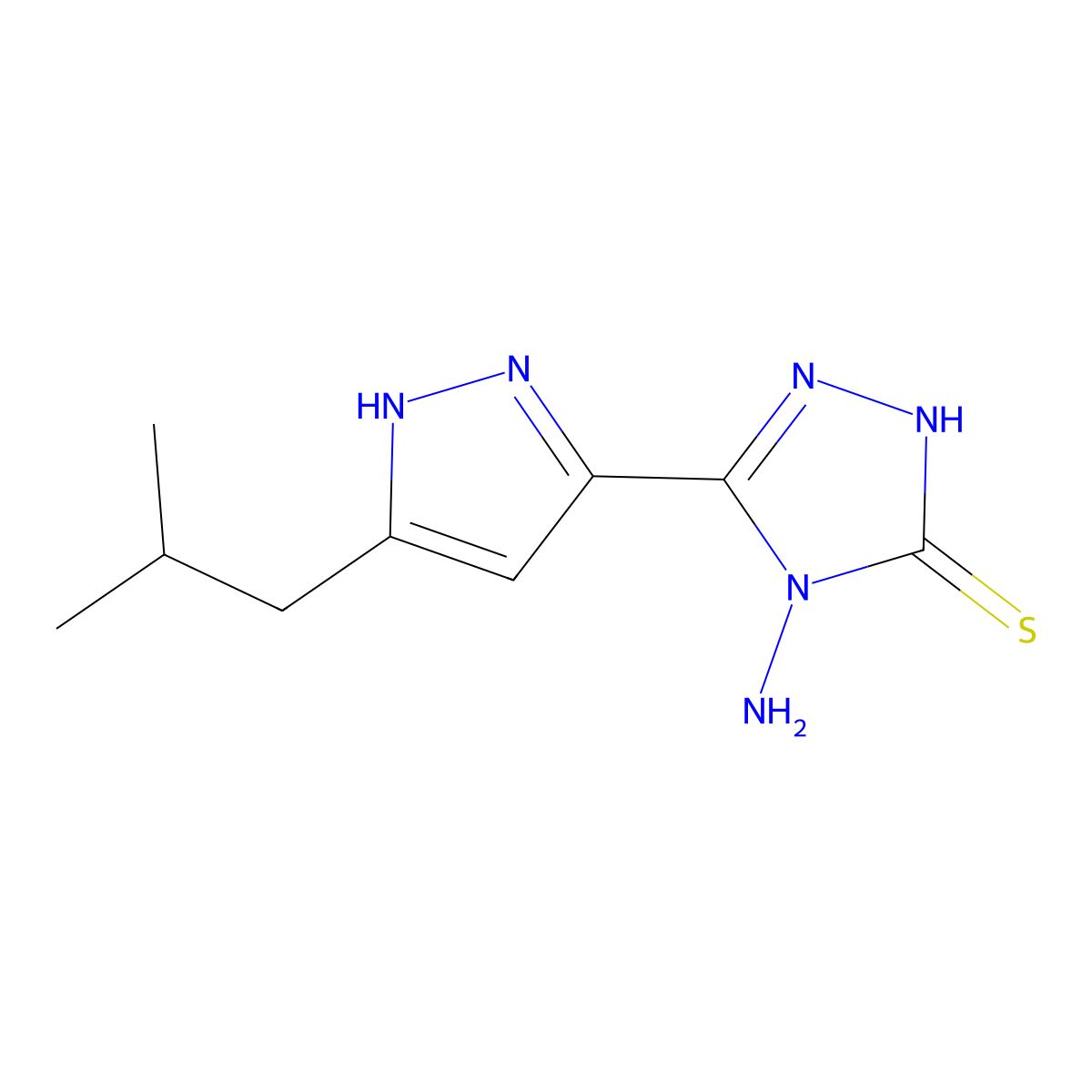 4-Amino-5-(3-isobutyl-1H-pyrazol-5-yl)-4H-1,2,4-triazole-3-thiol molecular structure, CAS 1093613-18-3