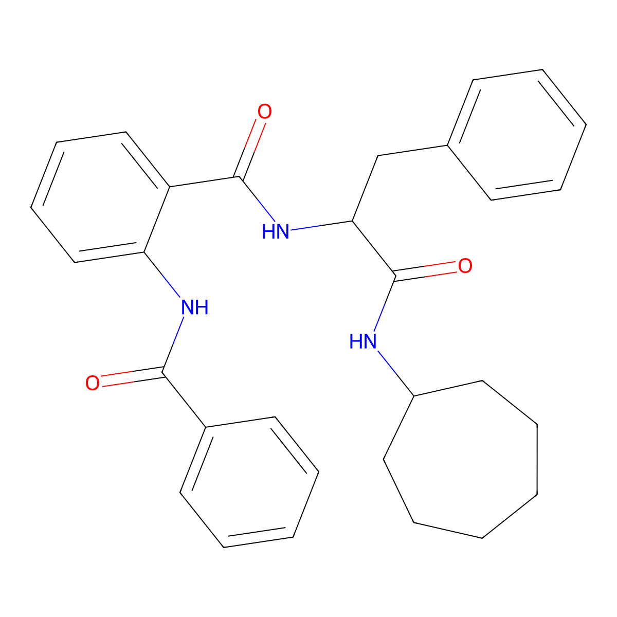 2-benzamido-N-[1-(cycloheptylamino)-1-oxo-3-phenylpropan-2-yl]benzamide molecular structure, CAS 1093616-14-8