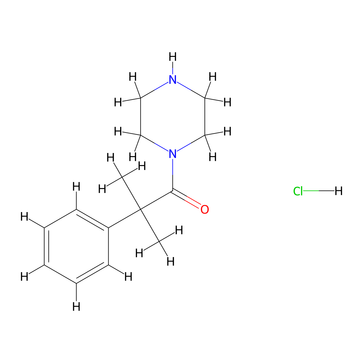 2-Methyl-2-phenyl-1-(piperazin-1-yl)propan-1-one hydrochloride molecular structure, CAS 1093619-94-3