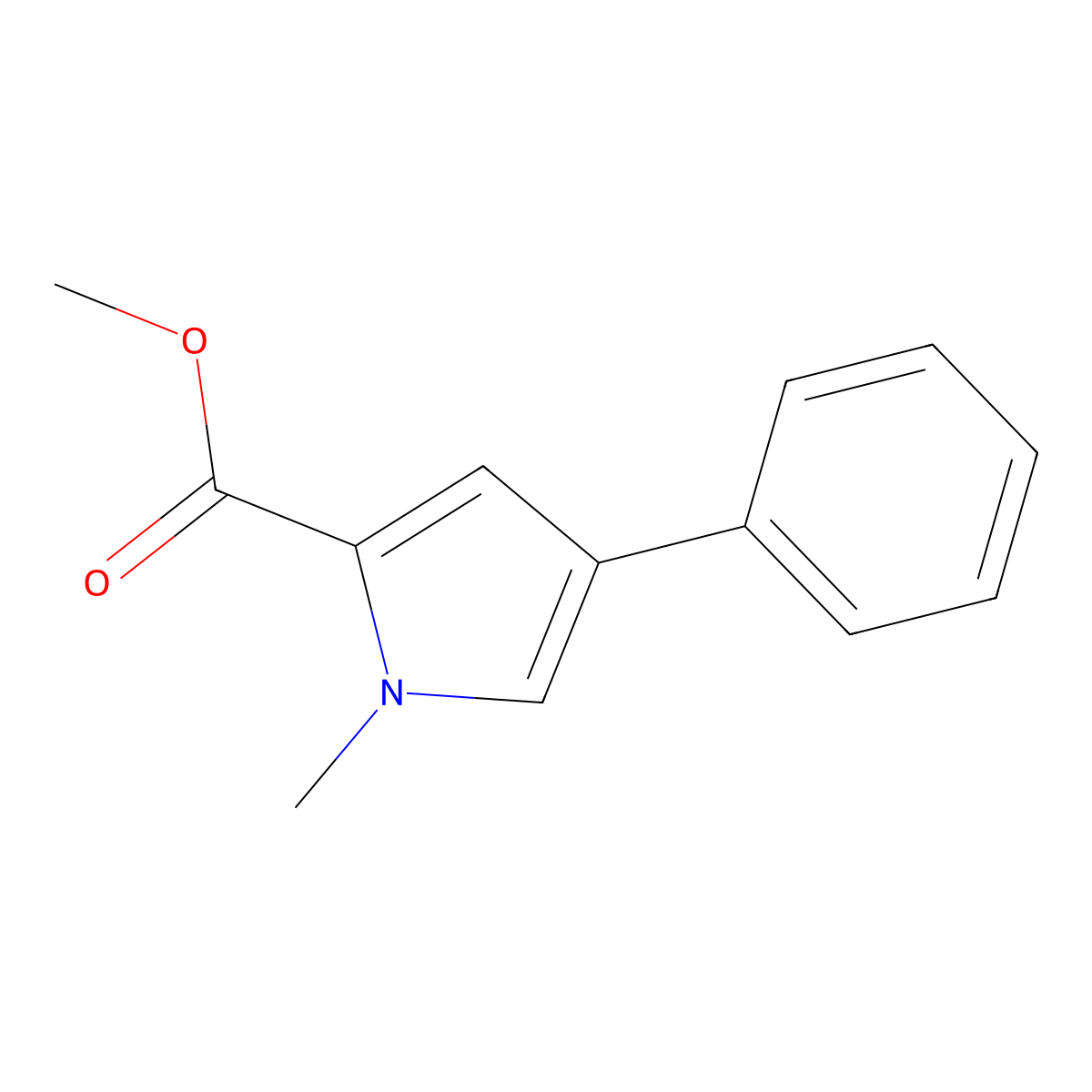 Methyl 1-methyl-4-phenyl-1H-pyrrole-2-carboxylate molecular structure, CAS 1093624-61-3