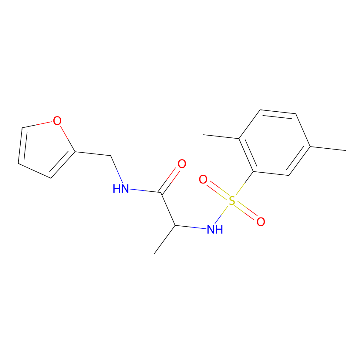 2-[(2,5-dimethylphenyl)sulfonylamino]-N-(furan-2-ylmethyl)propanamide molecular structure, CAS 1093630-31-9