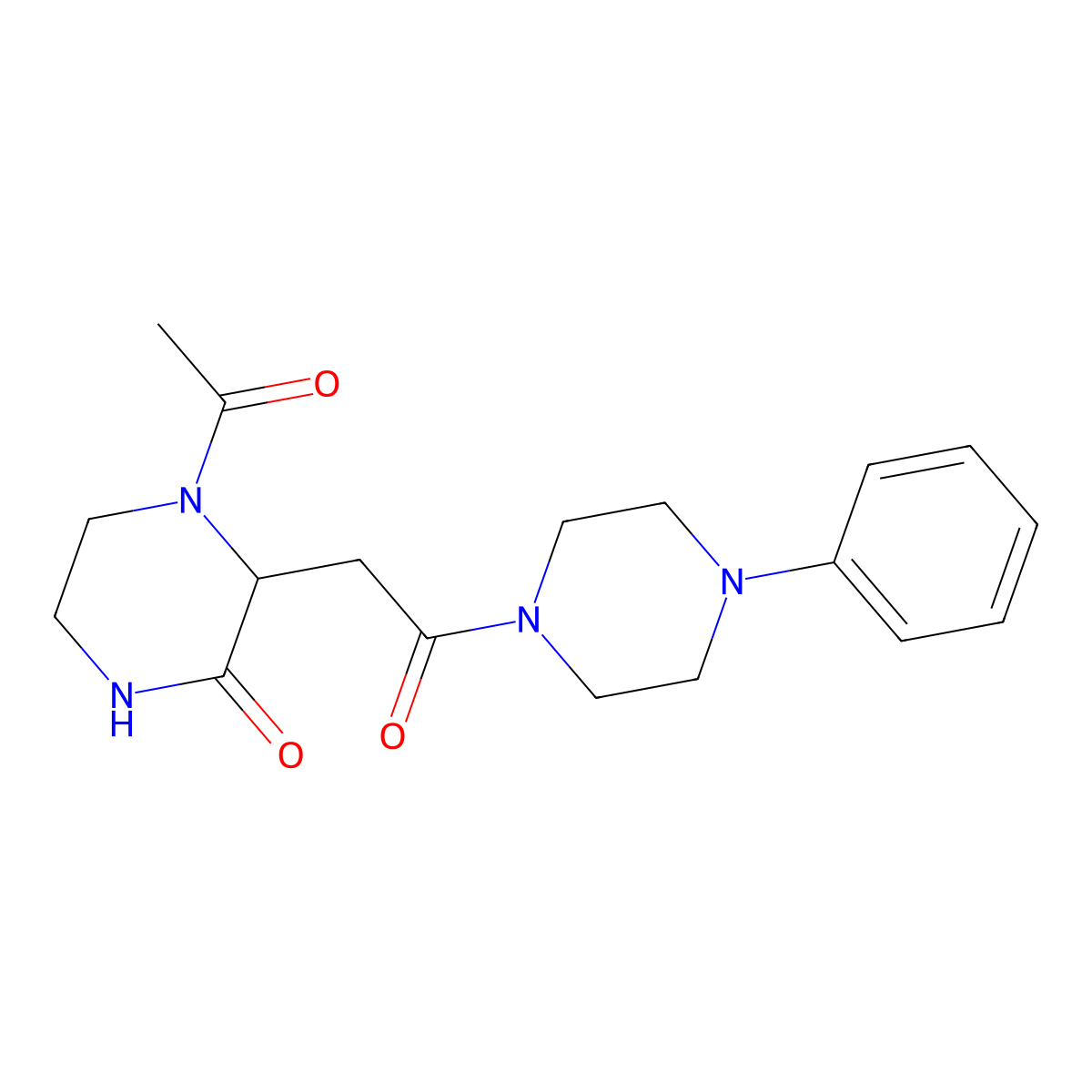 4-Acetyl-3-[2-oxo-2-(4-phenylpiperazin-1-yl)ethyl]piperazin-2-one molecular structure, CAS 1093635-27-8