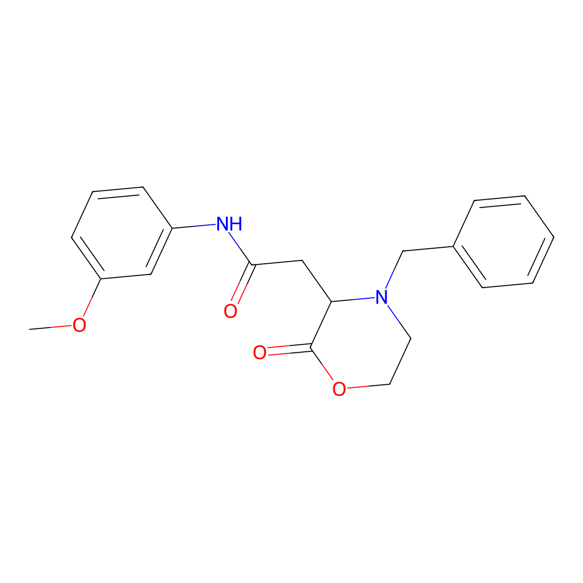 2-(4-benzyl-2-oxomorpholin-3-yl)-N-(3-methoxyphenyl)acetamide molecular structure, CAS 1093635-80-3