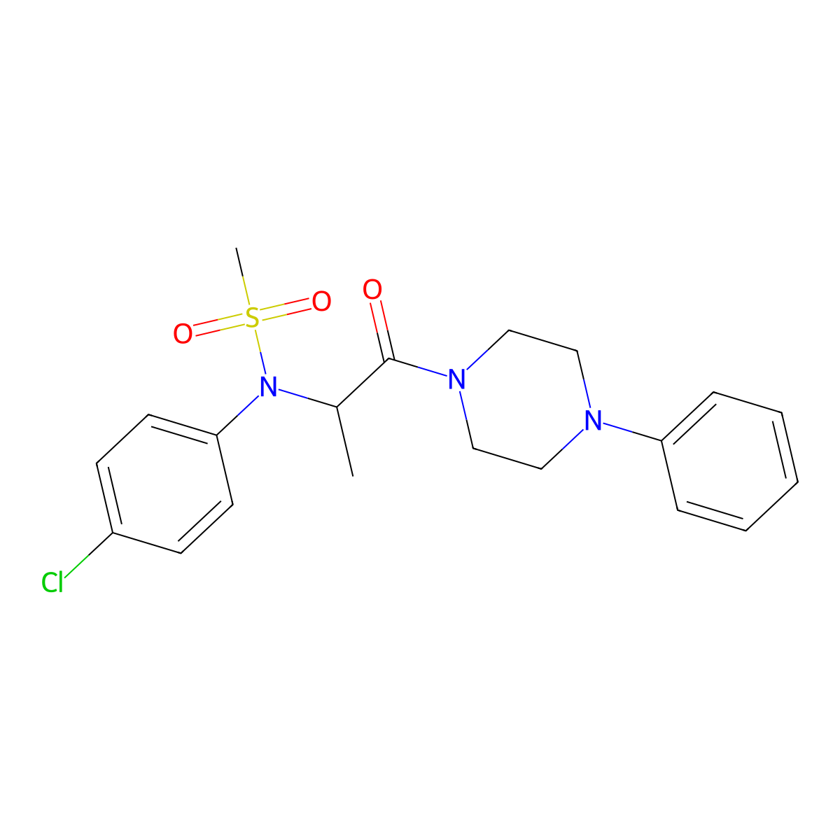 N-(4-chlorophenyl)-N-[1-oxo-1-(4-phenylpiperazin-1-yl)propan-2-yl]methanesulfonamide molecular structure, CAS 1093637-54-7