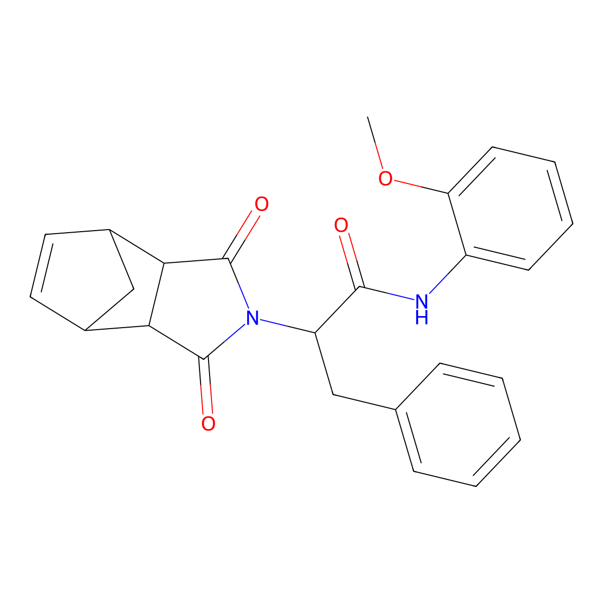 2-(1,3-dioxo-1,3,3a,4,7,7a-hexahydro-2H-4,7-methanoisoindol-2-yl)-N-(2-methoxyphenyl)-3-phenylpropanamide molecular structure, CAS 1093637-94-5
