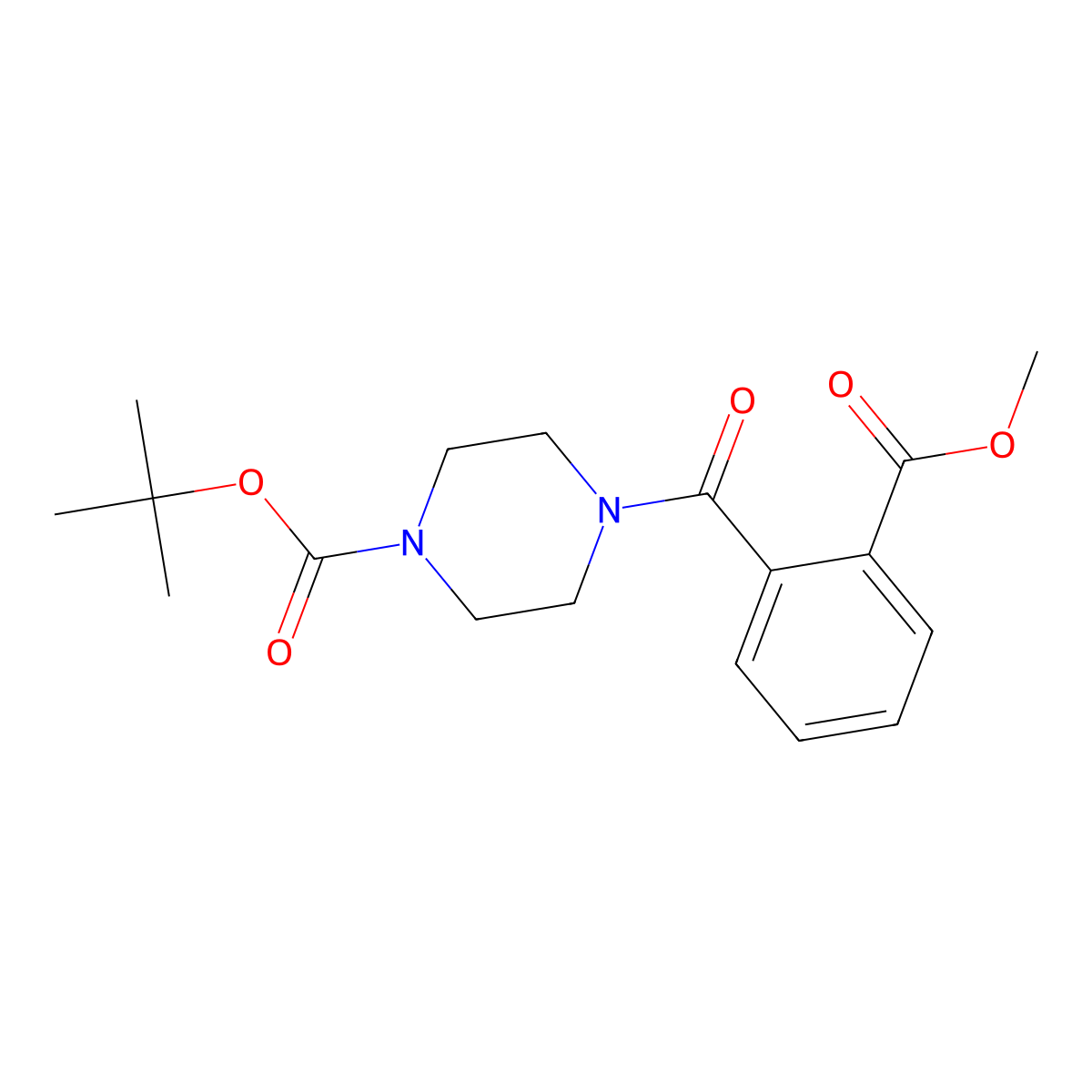 tert-Butyl 4-{[2-(methoxycarbonyl)phenyl]carbonyl}piperazine-1-carboxylate molecular structure, CAS 1093641-67-8