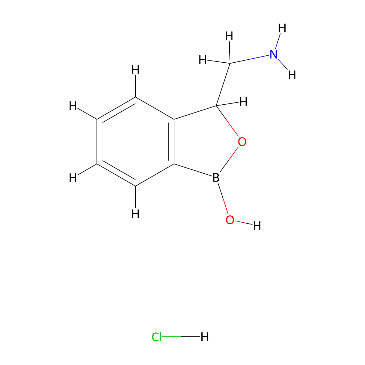 3-(Aminomethyl)-1,3-dihydro-2,1-benzoxaborol-1-ol hydrochloride molecular structure, CAS 1093642-78-4