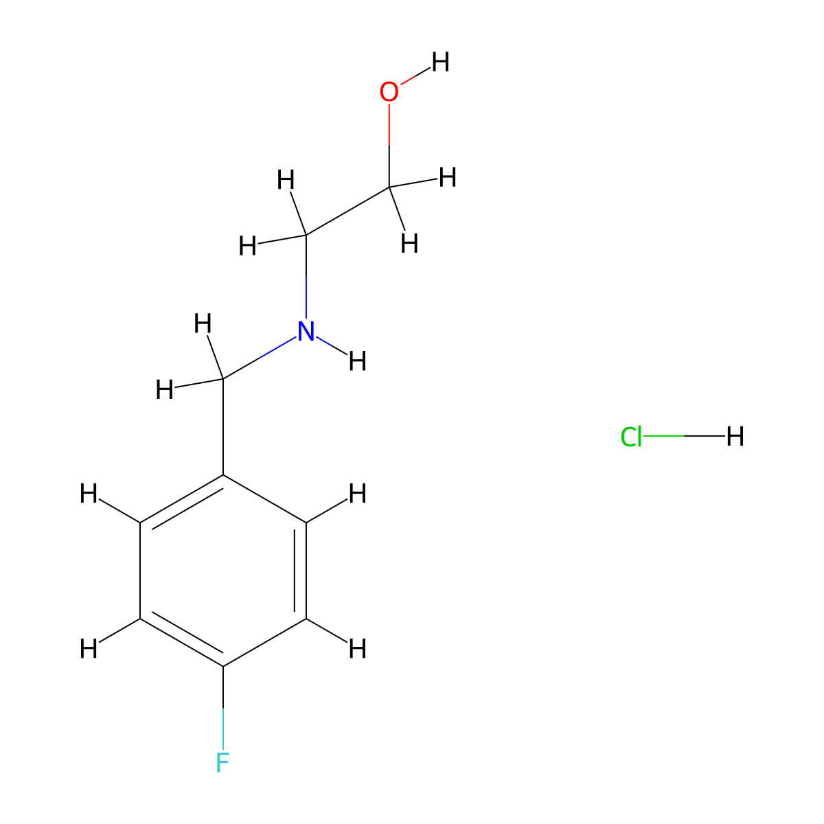 2-[(4-Fluorobenzyl)amino]ethanol hydrochloride molecular structure, CAS 1093648-13-5
