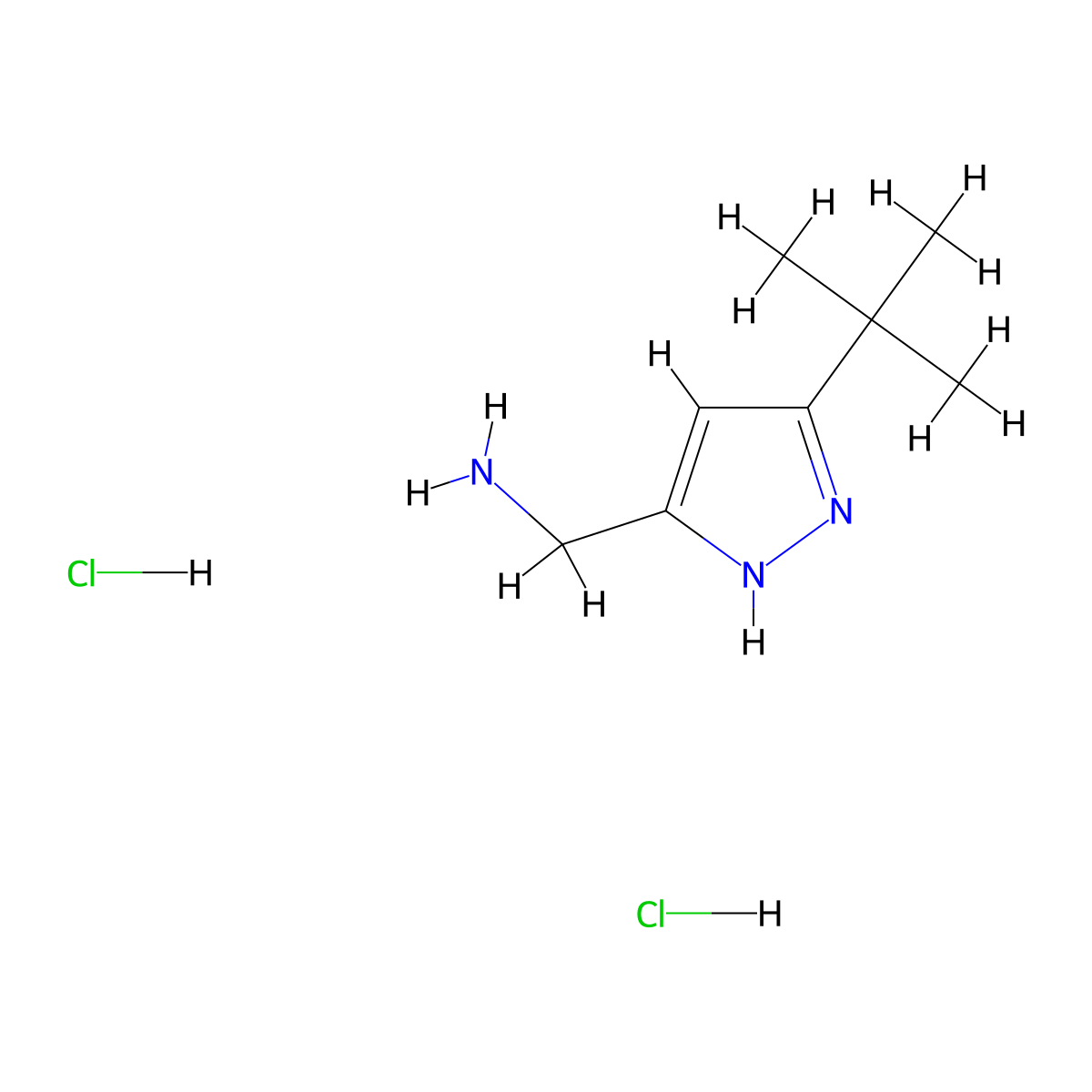 [(5-tert-butyl-1H-pyrazol-3-yl)methyl]amine dihydrochloride molecular structure, CAS 1093649-71-8