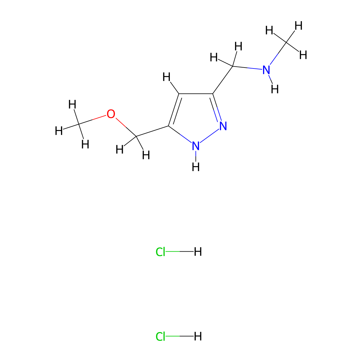 1-(5-(Methoxymethyl)-1H-pyrazol-3-yl)-N-methylmethanamine dihydrochloride molecular structure, CAS 1093649-72-9