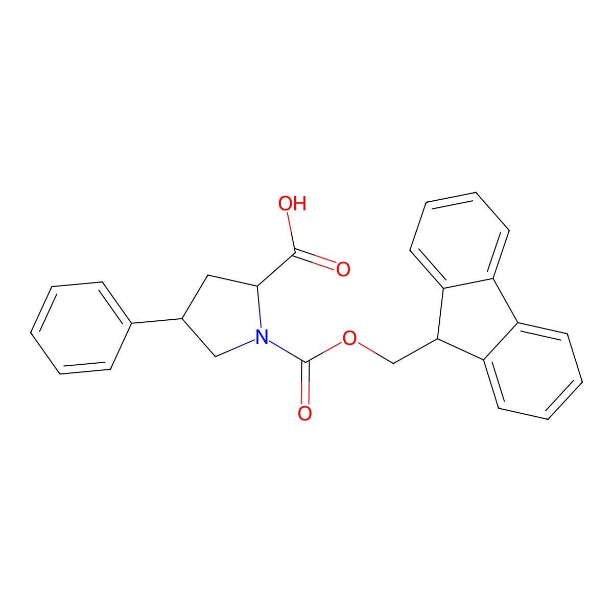 (2s,4r)-1-(((9h-Fluoren-9-yl)methoxy)carbonyl)-4-phenylpyrrolidine-2-carboxylic acid molecular structure, CAS 1093651-96-7