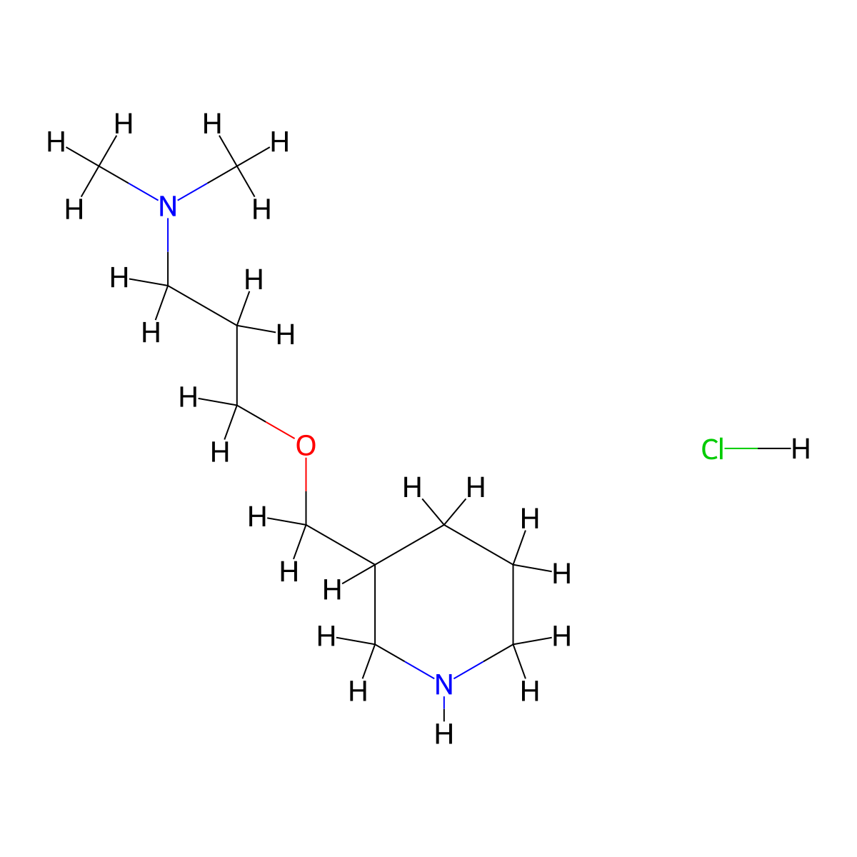 N,N-Dimethyl-3-(3-piperidinylmethoxy)-1-propanamine hydrochloride molecular structure, CAS 1093653-08-7