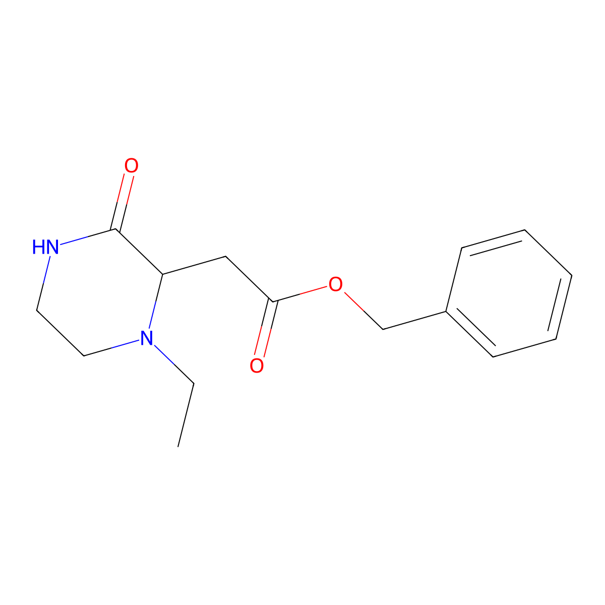 Benzyl (1-ethyl-3-oxopiperazin-2-yl)acetate molecular structure, CAS 1093653-71-4